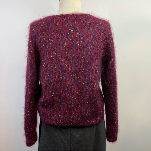 Vintage 90s Cape Isle Knitters Fuzzy Mohair Confetti Cardigan Sweater slouchy S - Picture 7 of 11